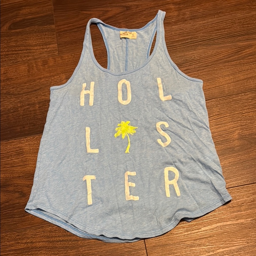 Hollister Light Blue Tank Top with Yellow Accents